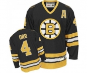 CCM Boston Bruins #4 Bobby Orr Authentic Black Gold Throwback NHL Jersey