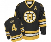 CCM Boston Bruins #4 Bobby Orr Authentic Black Throwback NHL Jersey