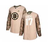 Men Adidas Boston Bruins #17 Milan Lucic Camo Authentic 2017 Veterans Day Stitched NHL Jersey