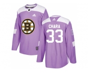 Men Adidas Boston Bruins #33 Zdeno Chara Purple Authentic Fights Cancer Stitched NHL Jersey