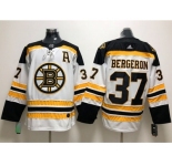 Men Adidas Boston Bruins #37 Patrice Bergeron White Road Authentic Stitched NHL Jersey