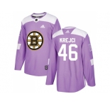Men Adidas Boston Bruins #46 David Krejci Purple Authentic Fights Cancer Stitched NHL Jersey