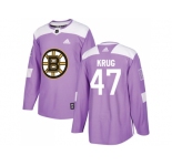 Men Adidas Boston Bruins #47 Torey Krug Purple Authentic Fights Cancer Stitched NHL Jersey