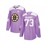 Men Adidas Boston Bruins #73 Charlie McAvoy Purple Authentic Fights Cancer Stitched NHL Jersey