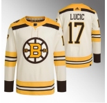 Men Boston Bruins #17 Milan Lucic Cream 100th Anniversary StitchedStitched Jersey