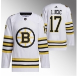 Men Boston Bruins #17 Milan Lucic White 100th Anniversary Stitched Jersey