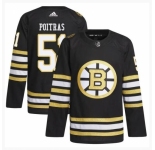 Men Boston Bruins #51 Matthew Poitras Black 100th Anniversary Stitched Jersey