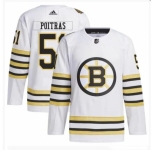 Men Boston Bruins #51 Matthew Poitras White 100th Anniversary Stitched Jersey