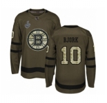 Men's Boston Bruins #10 Anders Bjork Authentic Green Salute to Service 2019 Stanley Cup Final Bound Hockey Jersey