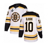 Men's Boston Bruins #10 Anders Bjork Authentic White Away 2019 Stanley Cup Final Bound Hockey Jersey