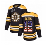 Men's Boston Bruins #12 Adam Oates Authentic Black USA Flag Fashion 2019 Stanley Cup Final Bound Hockey Jersey
