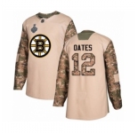 Men's Boston Bruins #12 Adam Oates Authentic Camo Veterans Day Practice 2019 Stanley Cup Final Bound Hockey Jersey