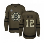 Men's Boston Bruins #12 Adam Oates Authentic Green Salute to Service 2019 Stanley Cup Final Bound Hockey Jersey