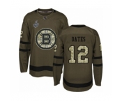 Men's Boston Bruins #12 Adam Oates Authentic Green Salute to Service 2019 Stanley Cup Final Bound Hockey Jersey