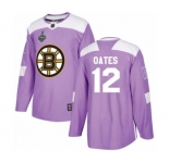 Men's Boston Bruins #12 Adam Oates Authentic Purple Fights Cancer Practice 2019 Stanley Cup Final Bound Hockey Jersey