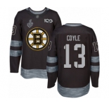 Men's Boston Bruins #13 Charlie Coyle Authentic Black 1917-2017 100th Anniversary 2019 Stanley Cup Final Bound Hockey Jersey