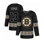 Men's Boston Bruins #13 Charlie Coyle Authentic Black Team Logo Fashion Hockey Jersey