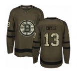 Men's Boston Bruins #13 Charlie Coyle Authentic Green Salute to Service Hockey Jersey