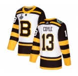 Men's Boston Bruins #13 Charlie Coyle Authentic White Winter Classic 2019 Stanley Cup Final Bound Hockey Jersey