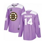 Men's Boston Bruins #14 Chris Wagner Authentic Purple Fights Cancer Practice 2019 Stanley Cup Final Bound Hockey Jersey