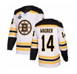 Men's Boston Bruins #14 Chris Wagner Authentic White Away 2019 Stanley Cup Final Bound Hockey Jersey
