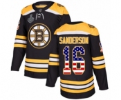 Men's Boston Bruins #16 Derek Sanderson Authentic Black USA Flag Fashion 2019 Stanley Cup Final Bound Hockey Jersey