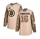 Men's Boston Bruins #16 Derek Sanderson Authentic Camo Veterans Day Practice 2019 Stanley Cup Final Bound Hockey Jersey