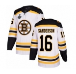 Men's Boston Bruins #16 Derek Sanderson Authentic White Away 2019 Stanley Cup Final Bound Hockey Jersey