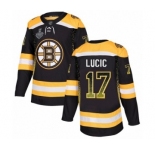Men's Boston Bruins #17 Milan Lucic Authentic Black Drift Fashion 2019 Stanley Cup Final Bound Hockey Jersey