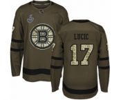 Men's Boston Bruins #17 Milan Lucic Authentic Green Salute to Service 2019 Stanley Cup Final Bound Hockey Jersey