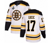 Men's Boston Bruins #17 Milan Lucic Authentic White Away 2019 Stanley Cup Final Bound Hockey Jersey