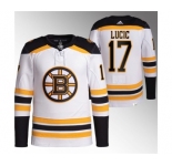 Men's Boston Bruins #17 Milan Lucic White Stitched Jersey