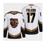 Men's Boston Bruins #17 Nick Foligno White 2022-23 Reverse Retro Stitched Jersey
