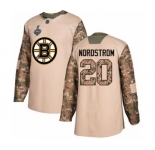 Men's Boston Bruins #20 Joakim Nordstrom Authentic Camo Veterans Day Practice 2019 Stanley Cup Final Bound Hockey Jersey