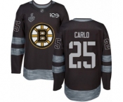 Men's Boston Bruins #25 Brandon Carlo Authentic Black 1917-2017 100th Anniversary 2019 Stanley Cup Final Bound Hockey Jersey