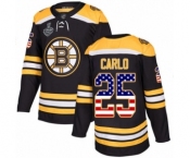 Men's Boston Bruins #25 Brandon Carlo Authentic Black USA Flag Fashion 2019 Stanley Cup Final Bound Hockey Jersey