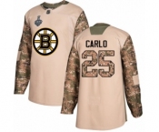 Men's Boston Bruins #25 Brandon Carlo Authentic Camo Veterans Day Practice 2019 Stanley Cup Final Bound Hockey Jersey