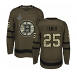 Men's Boston Bruins #25 Brandon Carlo Authentic Green Salute to Service 2019 Stanley Cup Final Bound Hockey Jersey