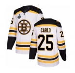 Men's Boston Bruins #25 Brandon Carlo Authentic White Away 2019 Stanley Cup Final Bound Hockey Jersey