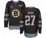Men's Boston Bruins #27 John Moore Authentic Black 1917-2017 100th Anniversary 2019 Stanley Cup Final Bound Hockey Jersey