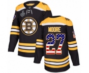Men's Boston Bruins #27 John Moore Authentic Black USA Flag Fashion 2019 Stanley Cup Final Bound Hockey Jersey