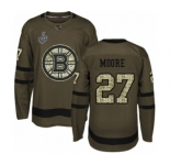 Men's Boston Bruins #27 John Moore Authentic Green Salute to Service 2019 Stanley Cup Final Bound Hockey Jersey