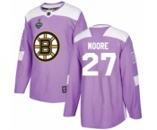 Men's Boston Bruins #27 John Moore Authentic Purple Fights Cancer Practice 2019 Stanley Cup Final Bound Hockey Jersey