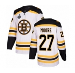 Men's Boston Bruins #27 John Moore Authentic White Away 2019 Stanley Cup Final Bound Hockey Jersey