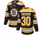 Men's Boston Bruins #30 Gerry Cheevers Authentic Black Home 2019 Stanley Cup Final Bound Hockey Jersey