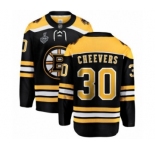 Men's Boston Bruins #30 Gerry Cheevers Authentic Black Home Fanatics Branded Breakaway 2019 Stanley Cup Final Bound Hockey Jersey
