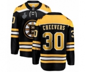 Men's Boston Bruins #30 Gerry Cheevers Authentic Black Home Fanatics Branded Breakaway 2019 Stanley Cup Final Bound Hockey Jersey