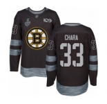 Men's Boston Bruins #33 Zdeno Chara Authentic Black 1917-2017 100th Anniversary 2019 Stanley Cup Final Bound Hockey Jersey
