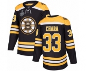 Men's Boston Bruins #33 Zdeno Chara Authentic Black Home 2019 Stanley Cup Final Bound Hockey Jersey