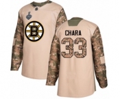 Men's Boston Bruins #33 Zdeno Chara Authentic Camo Veterans Day Practice 2019 Stanley Cup Final Bound Hockey Jersey